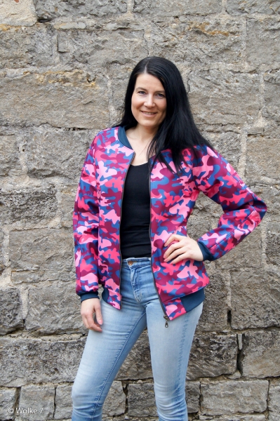 Softshell - Fiete - Camouflage - petrol - pink